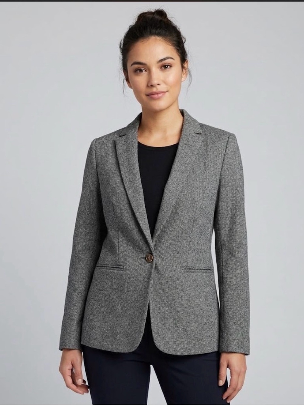 Ann Taylor Gray Tailored Single-Button Blazer -Sz 10